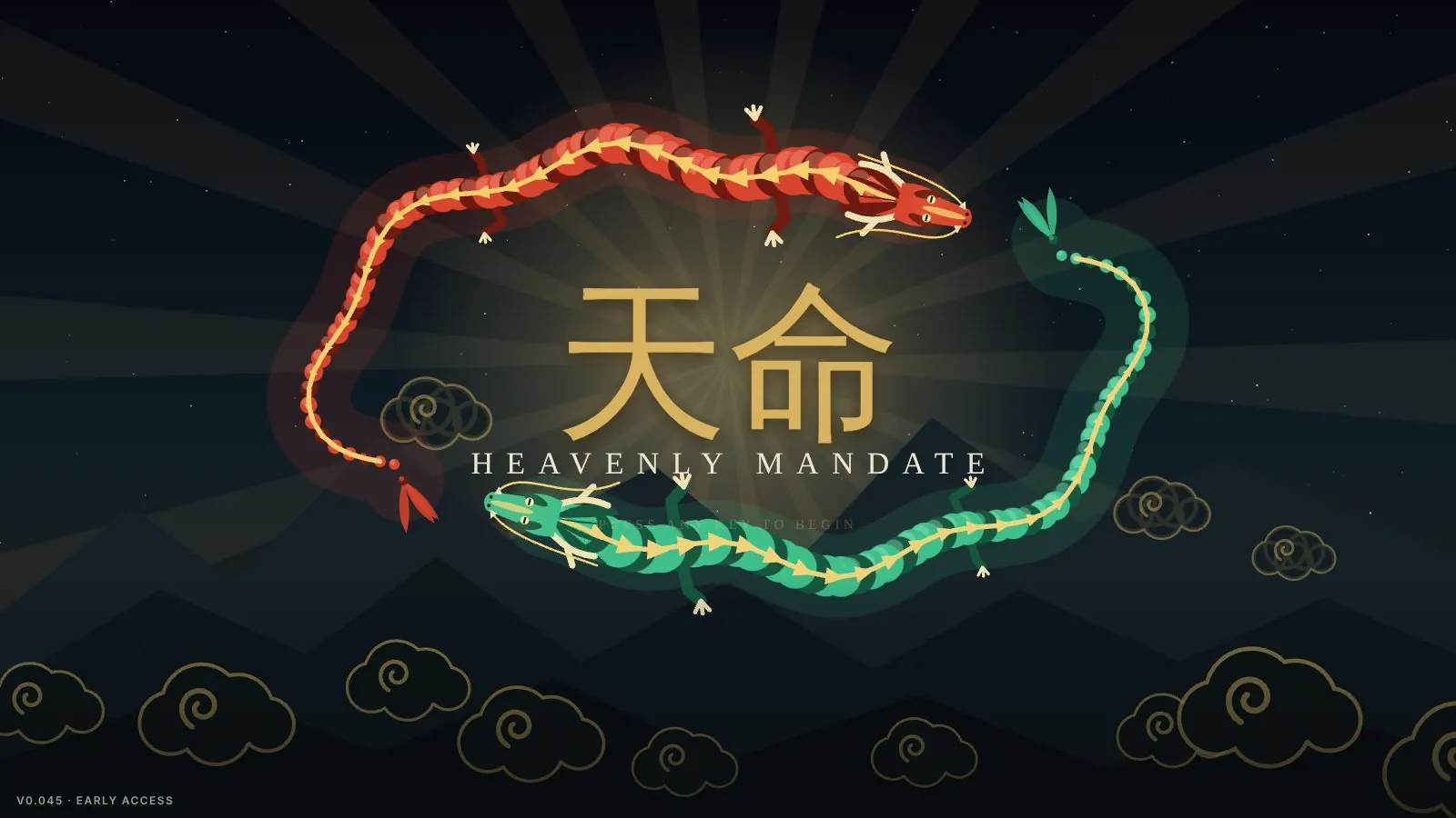 Heavenly Mandate key art with two dragons around the title